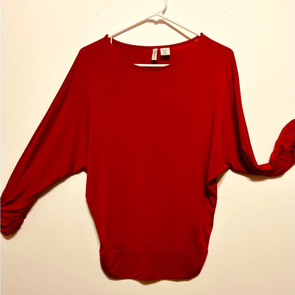 Paraphrase Red Long Sleeved Pullover Blouse